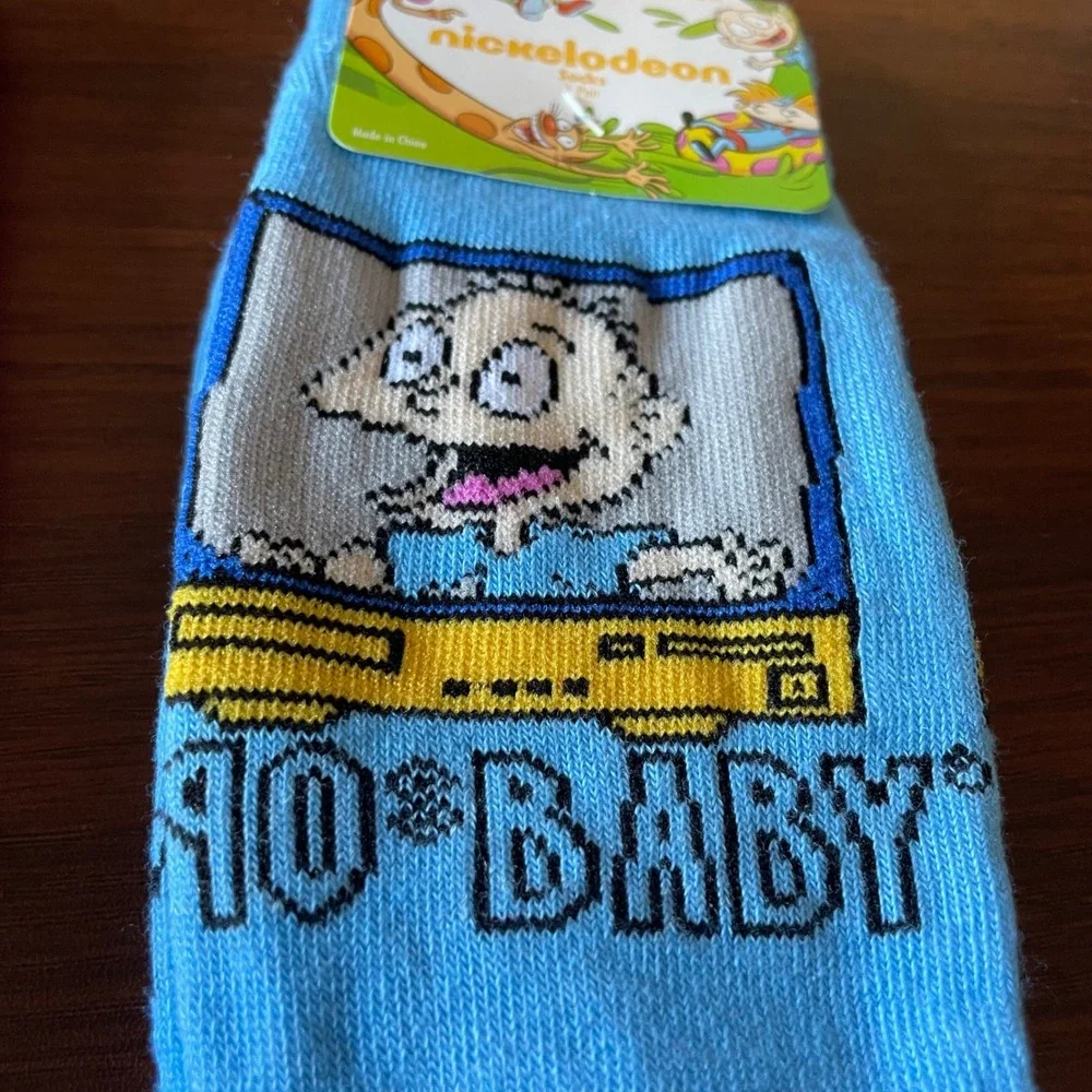 Nickelodeon Rugrats Chuckie Tommy 90s 2 pair new novelty crew socks adult 10-13